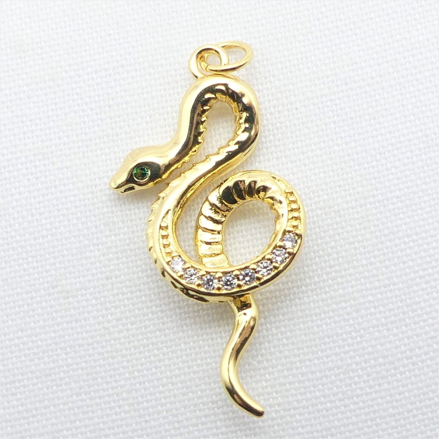 18K Gold Plated And Rhinestone Snake Pendant