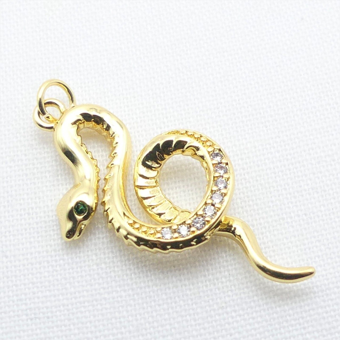 18K Gold Plated And Rhinestone Snake Pendant