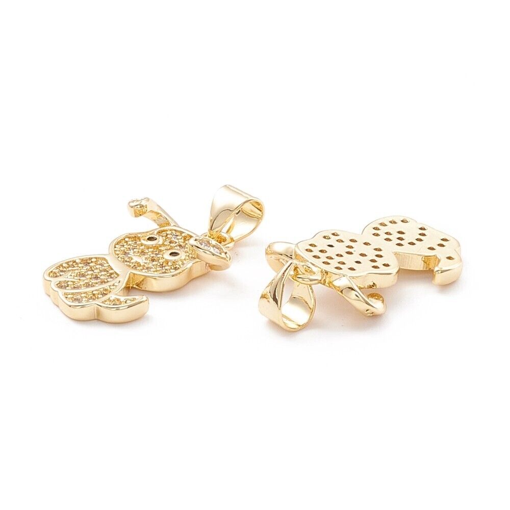 18K Gold Plated Dog Cubic Zirconia Pendant