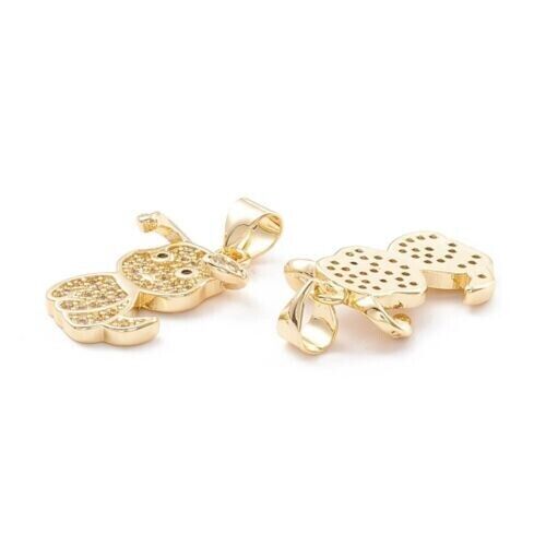 18K Gold Plated Dog Cubic Zirconia Pendant