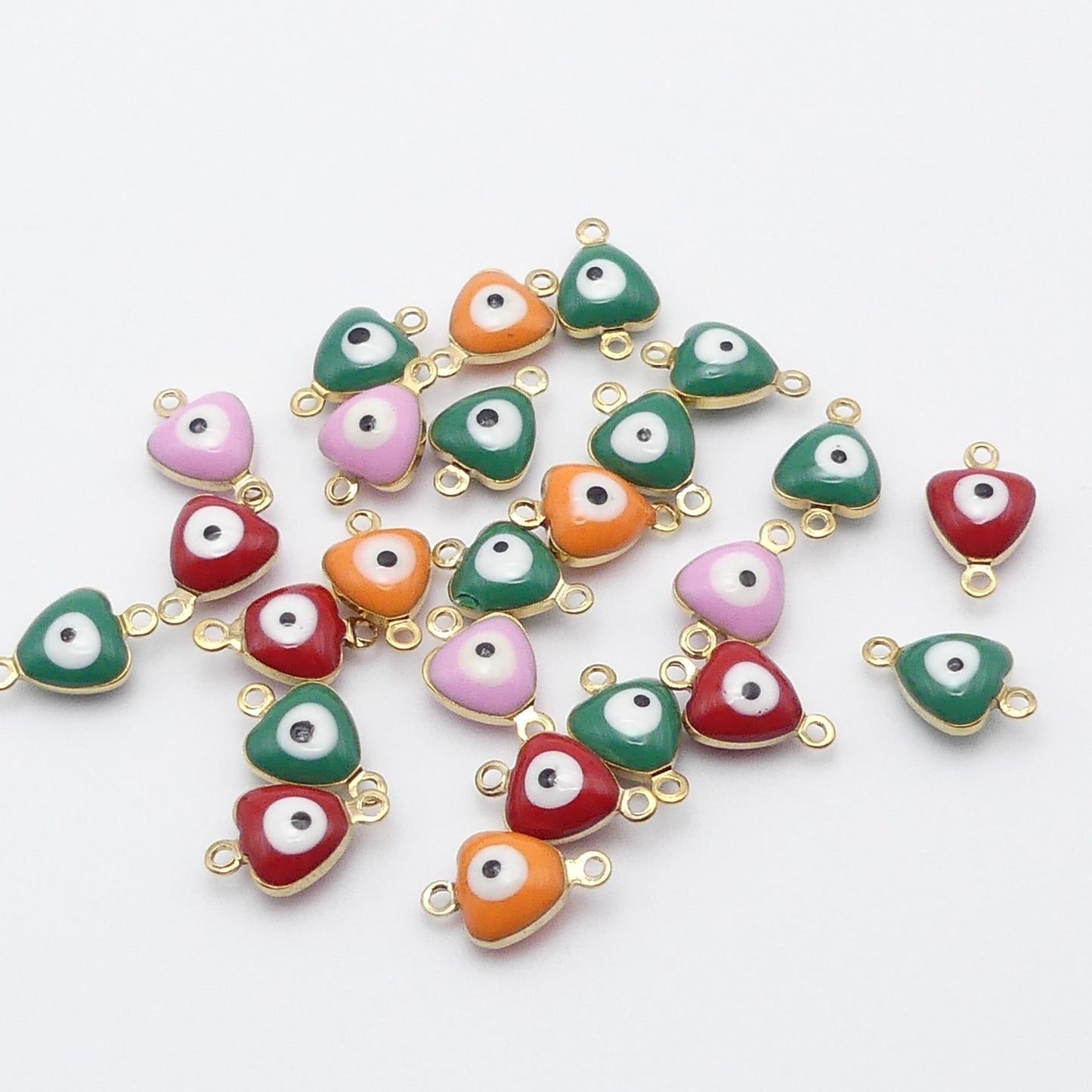 25 Mixed Enamel Evil Eye Connector Bead Charms Random Mix Jewellery Making Craft