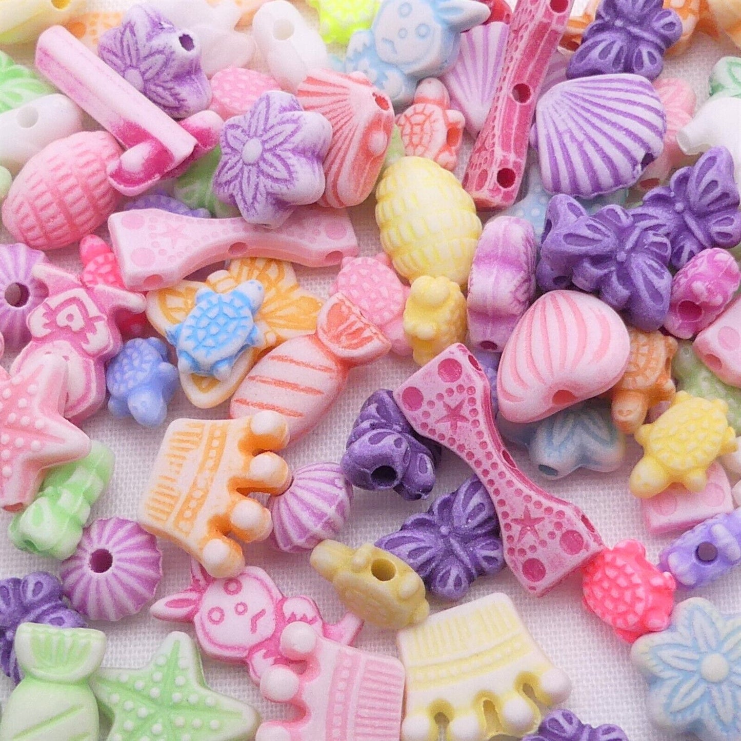 30g Mixed Small Pastel Beads Multi Coloured And Shaped Craft And Jewellery Beads