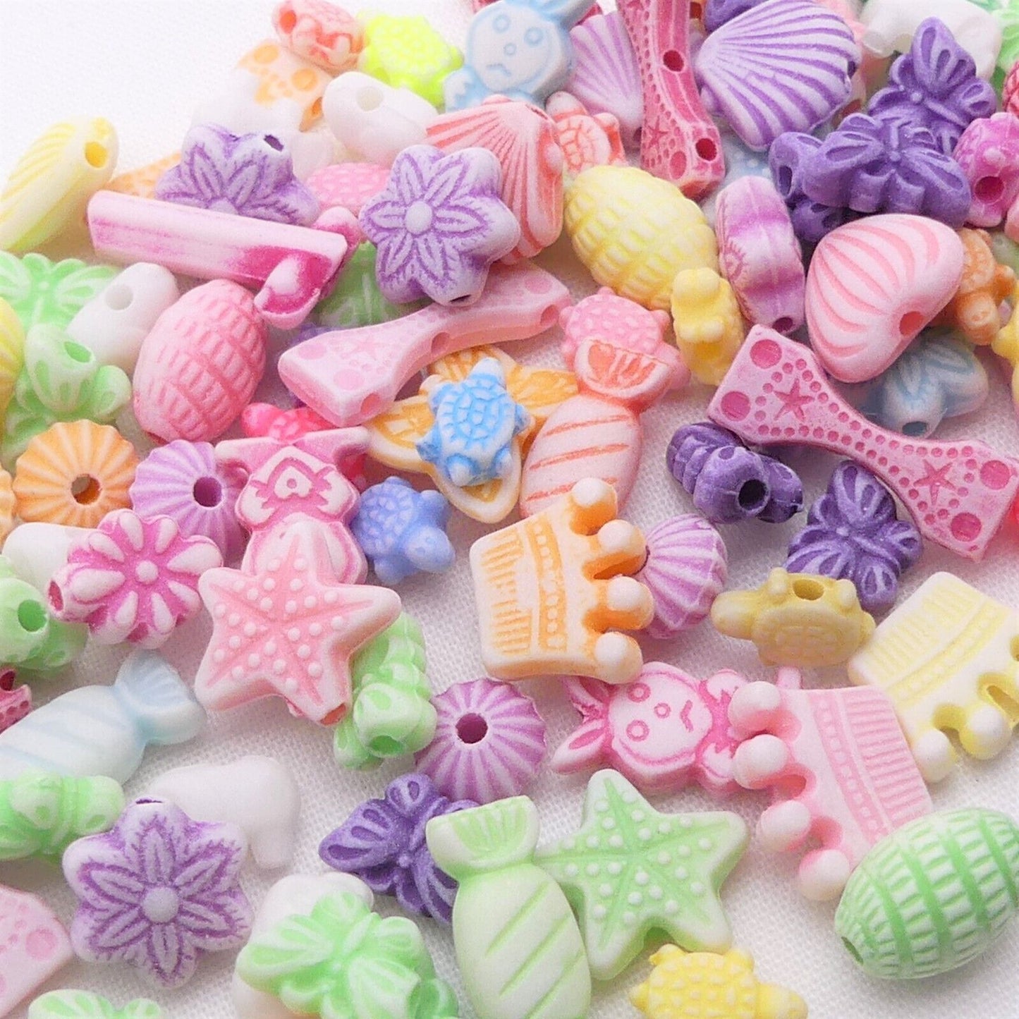 30g Mixed Small Pastel Beads Multi Coloured And Shaped Craft And Jewellery Beads
