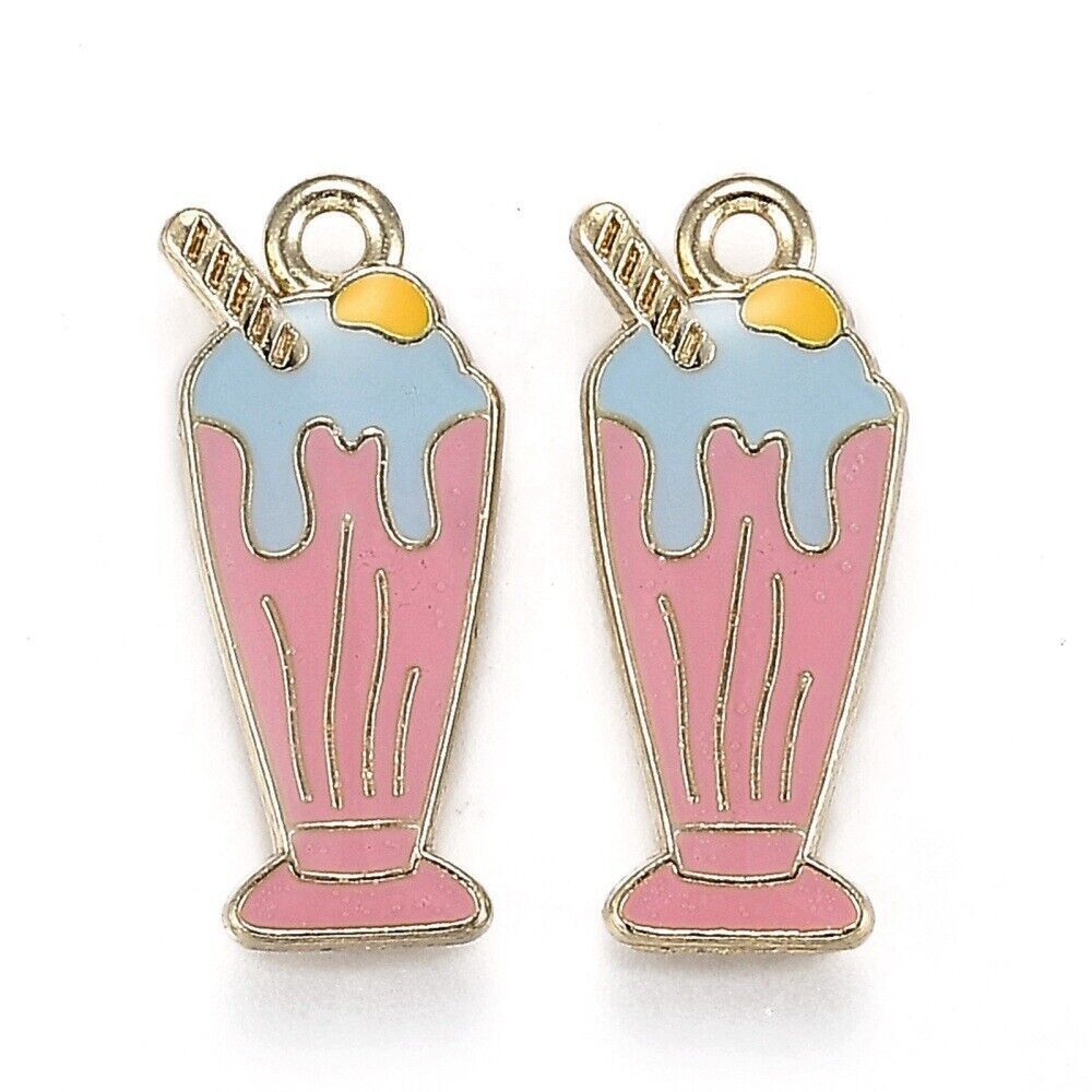 4 Ice Cream Sundae Enamel Charms