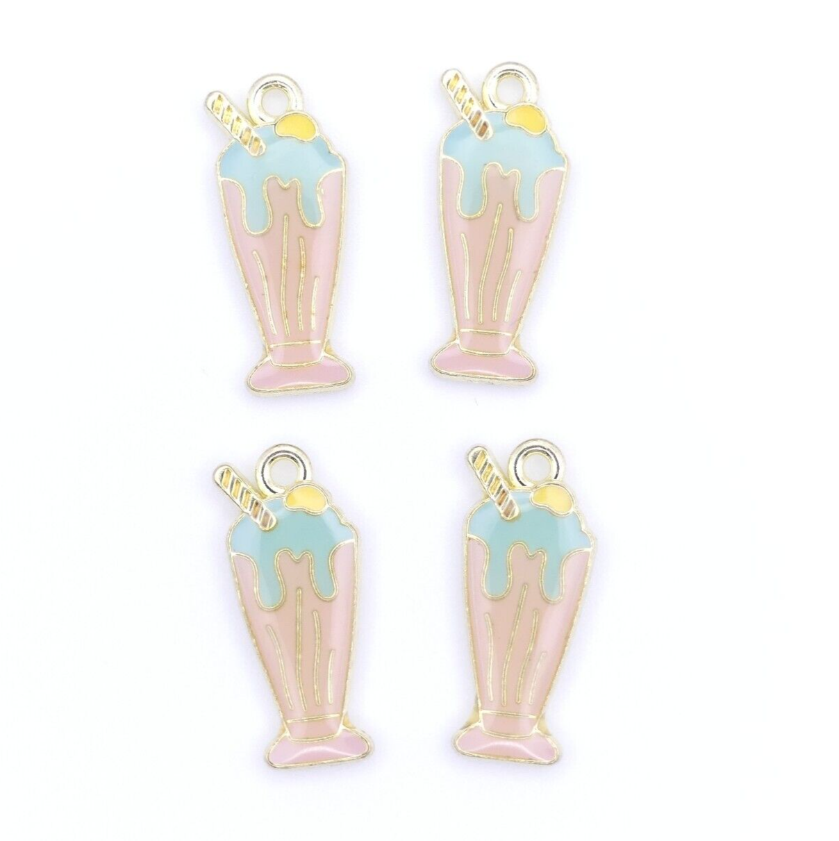 4 Ice Cream Sundae Enamel Charms
