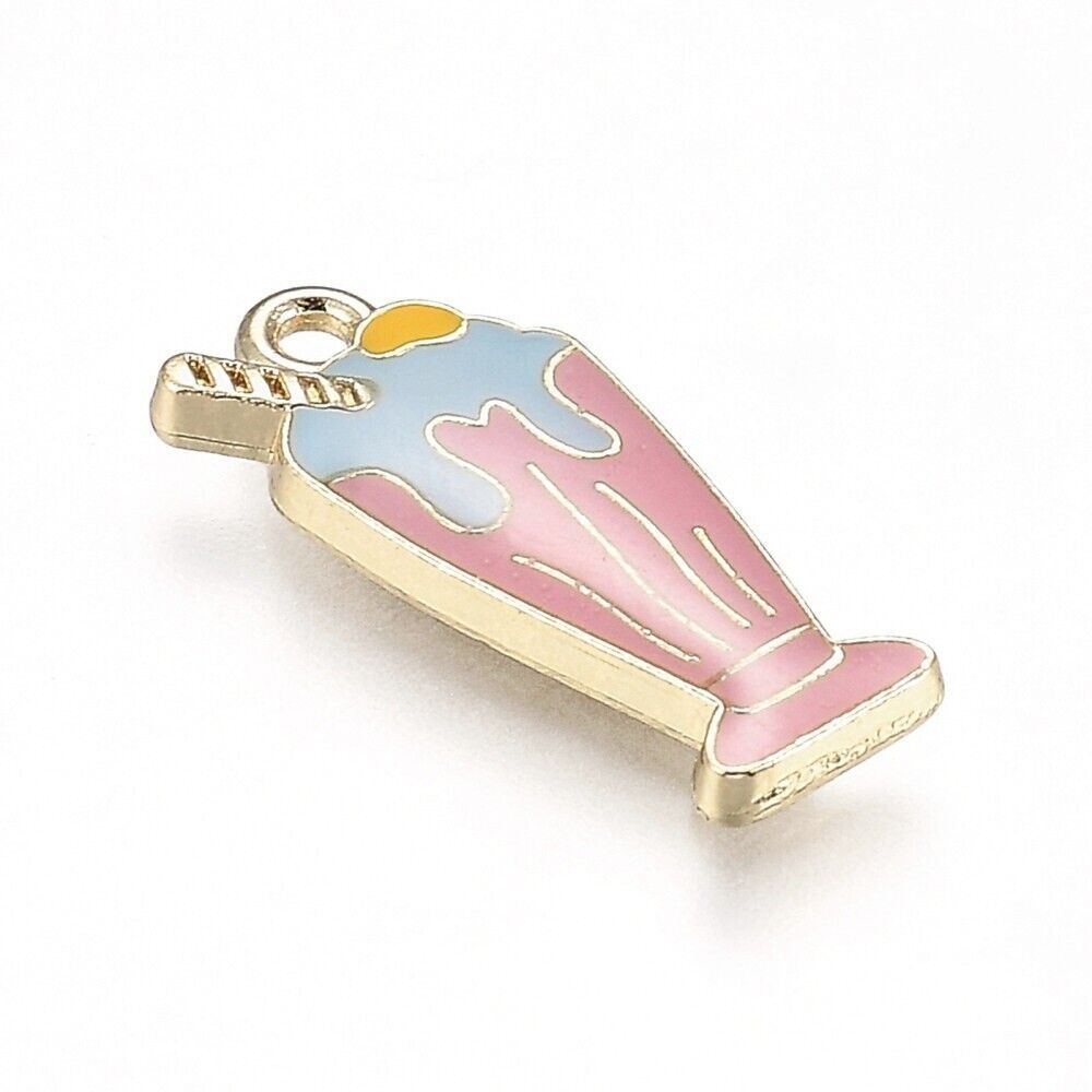 4 Ice Cream Sundae Enamel Charms