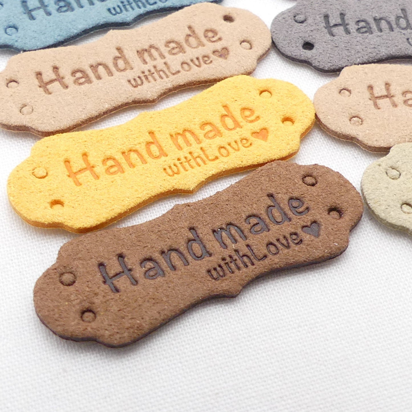 10 Handmade With Love Sew On Label Artificial Leather Sewing Knitting Crochet