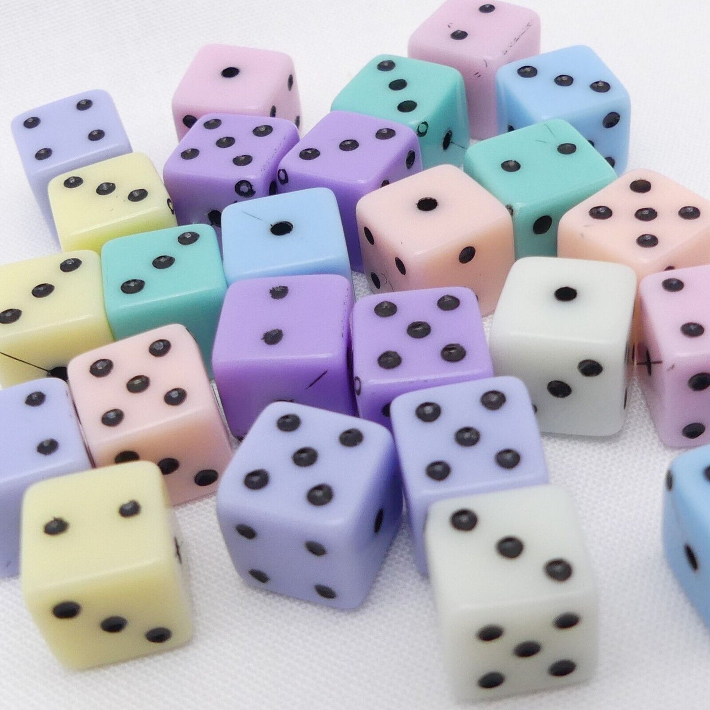25 Dice Beads 10mm Mixed Pastel Colours Jewellery Making Crafts