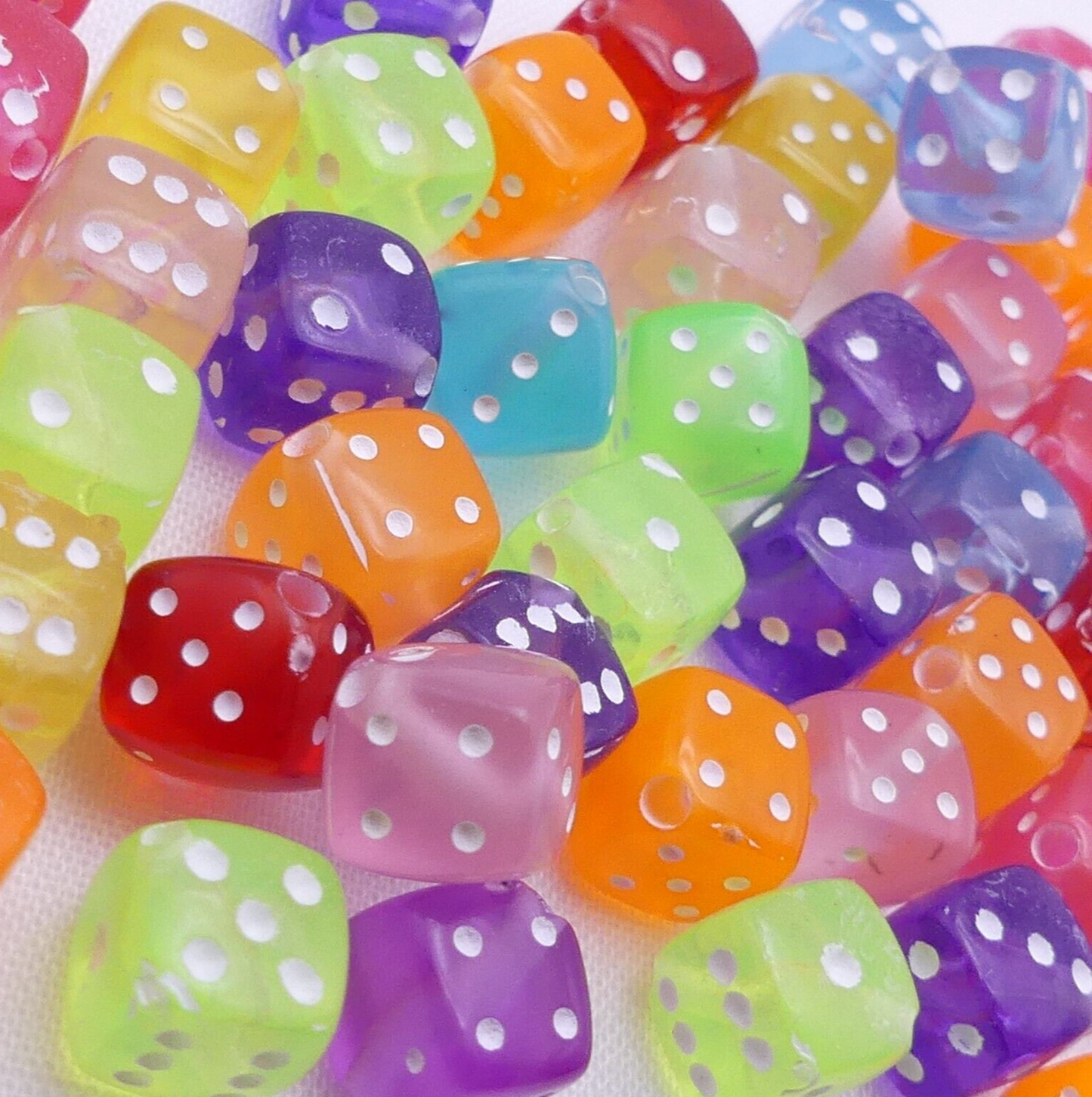 50 Mixed Dice Beads 9mm Cube Random Colours Acrylic Jewellery Making