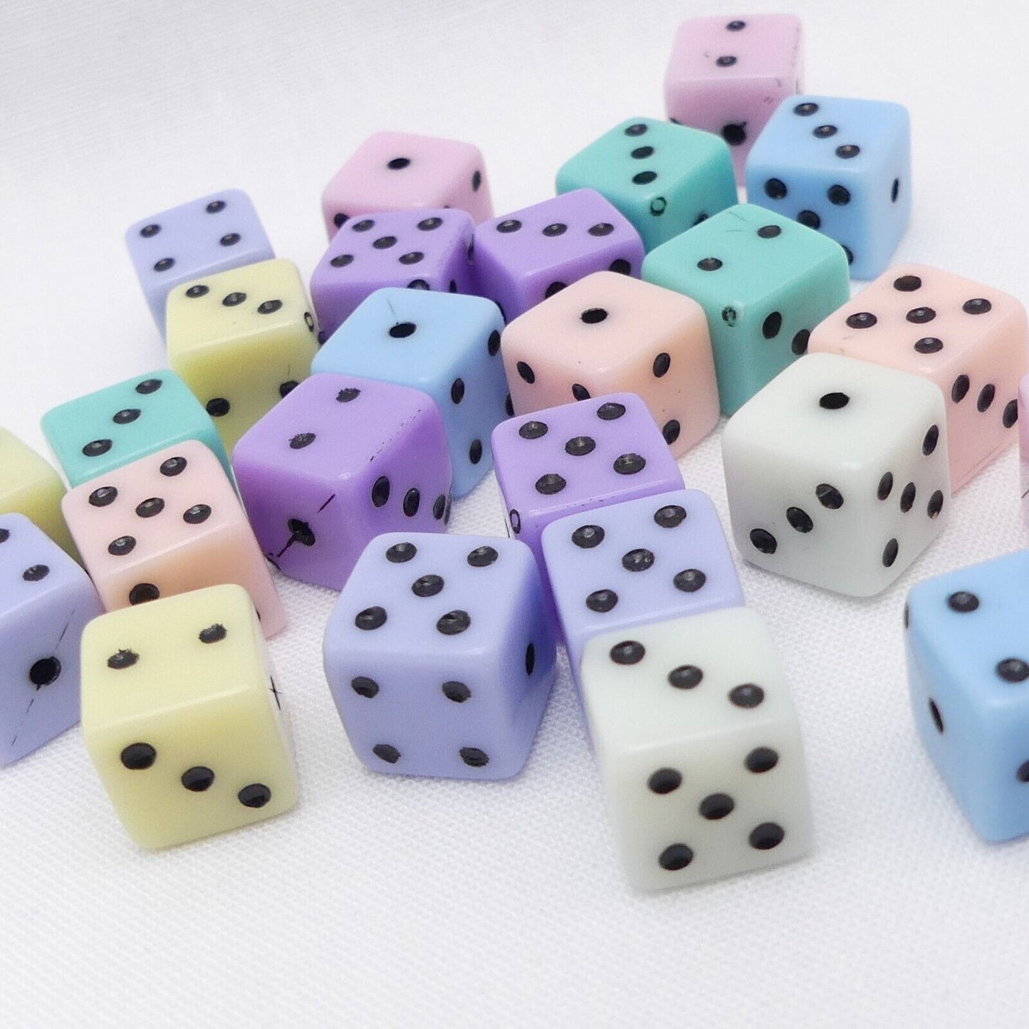 25 Dice Beads 10mm Mixed Pastel Colours Jewellery Making Crafts