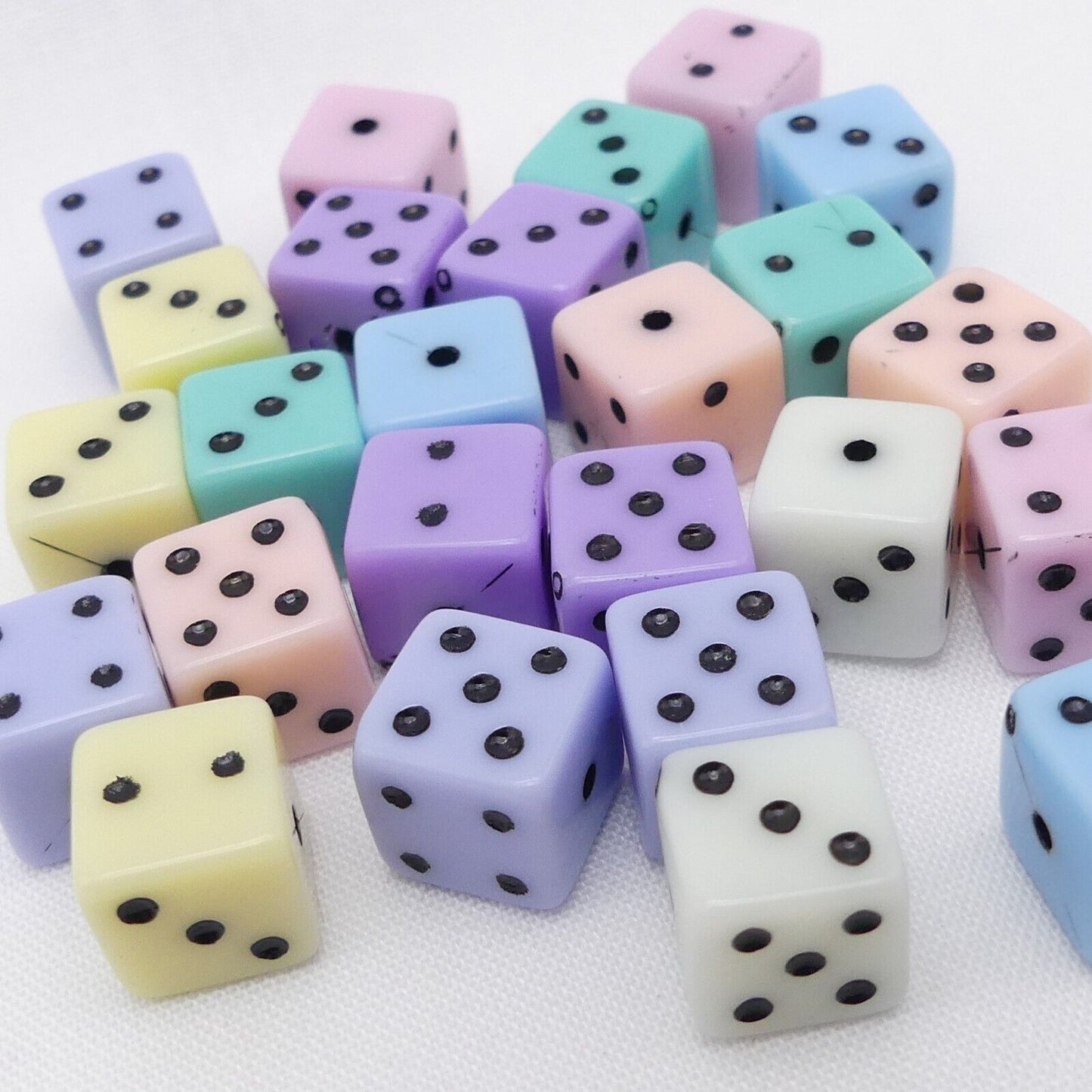 25 Dice Beads 10mm Mixed Pastel Colours Jewellery Making Crafts
