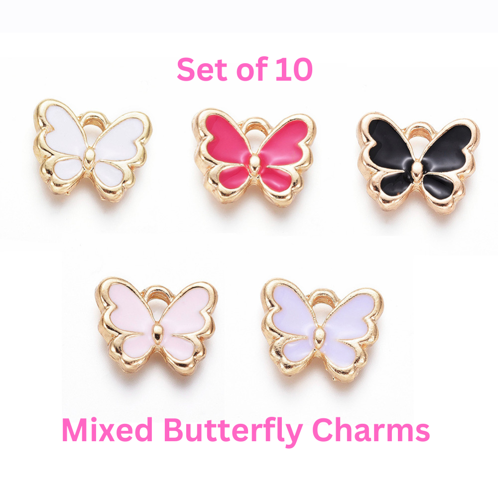 10 Enamel Butterfly Charms In A Choice of 11 colours