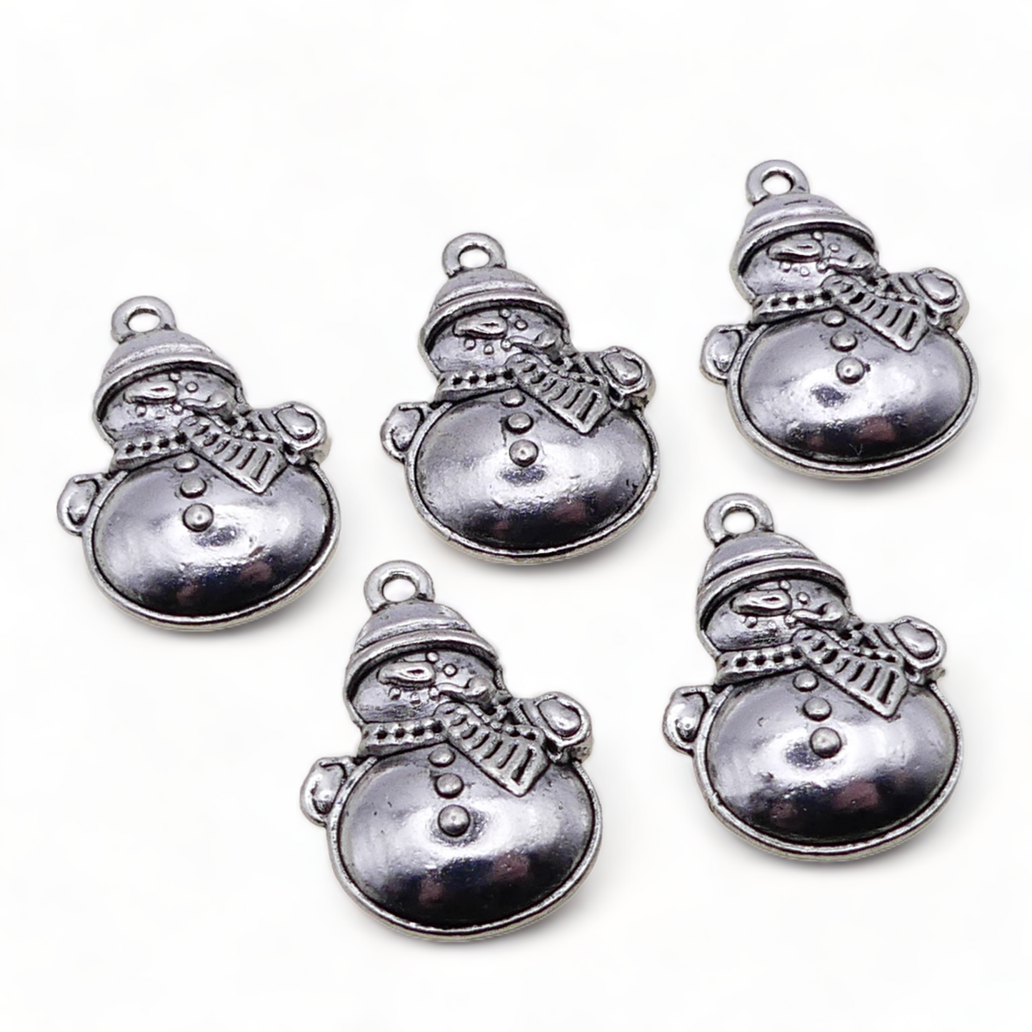 5 Tibetan Silver Tone Snowman Charms