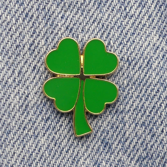 Lucky Green Four Leaf Clover Enamel Pin Badge