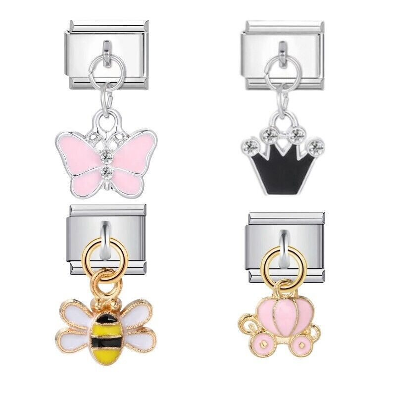 Butterfly and Crown Classic Italian Charm Link Fit all 9mm