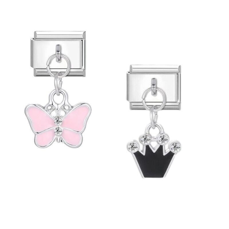 Butterfly and Crown Classic Italian Charm Link Fit all 9mm