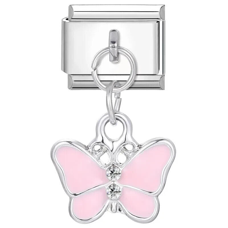Butterfly and Crown Classic Italian Charm Link Fit all 9mm