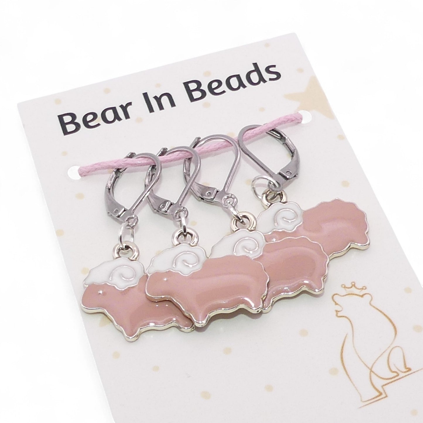 4 Pastel Pink Sheep Row Counter Crochet Knitting Clip Stitch Markers Holders