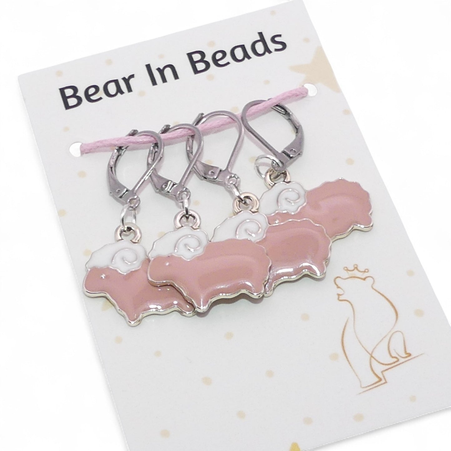 4 Pastel Pink Sheep Row Counter Crochet Knitting Clip Stitch Markers Holders
