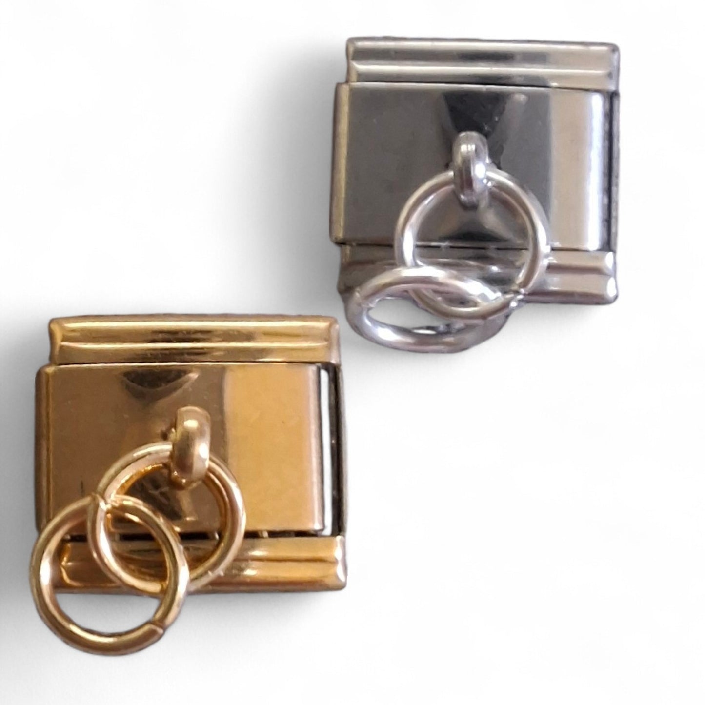 Blank Make Your Own Dangle Italian Charm 9mm Link With 2 Jump Rings Gold Silver