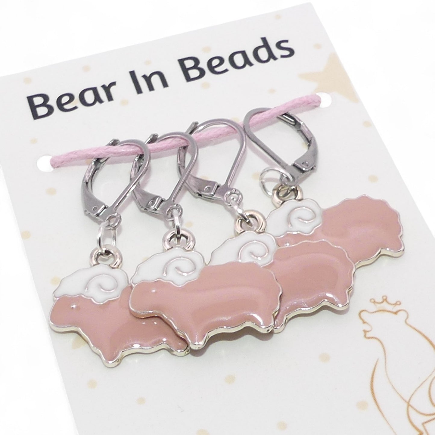 4 Pastel Pink Sheep Row Counter Crochet Knitting Clip Stitch Markers Holders