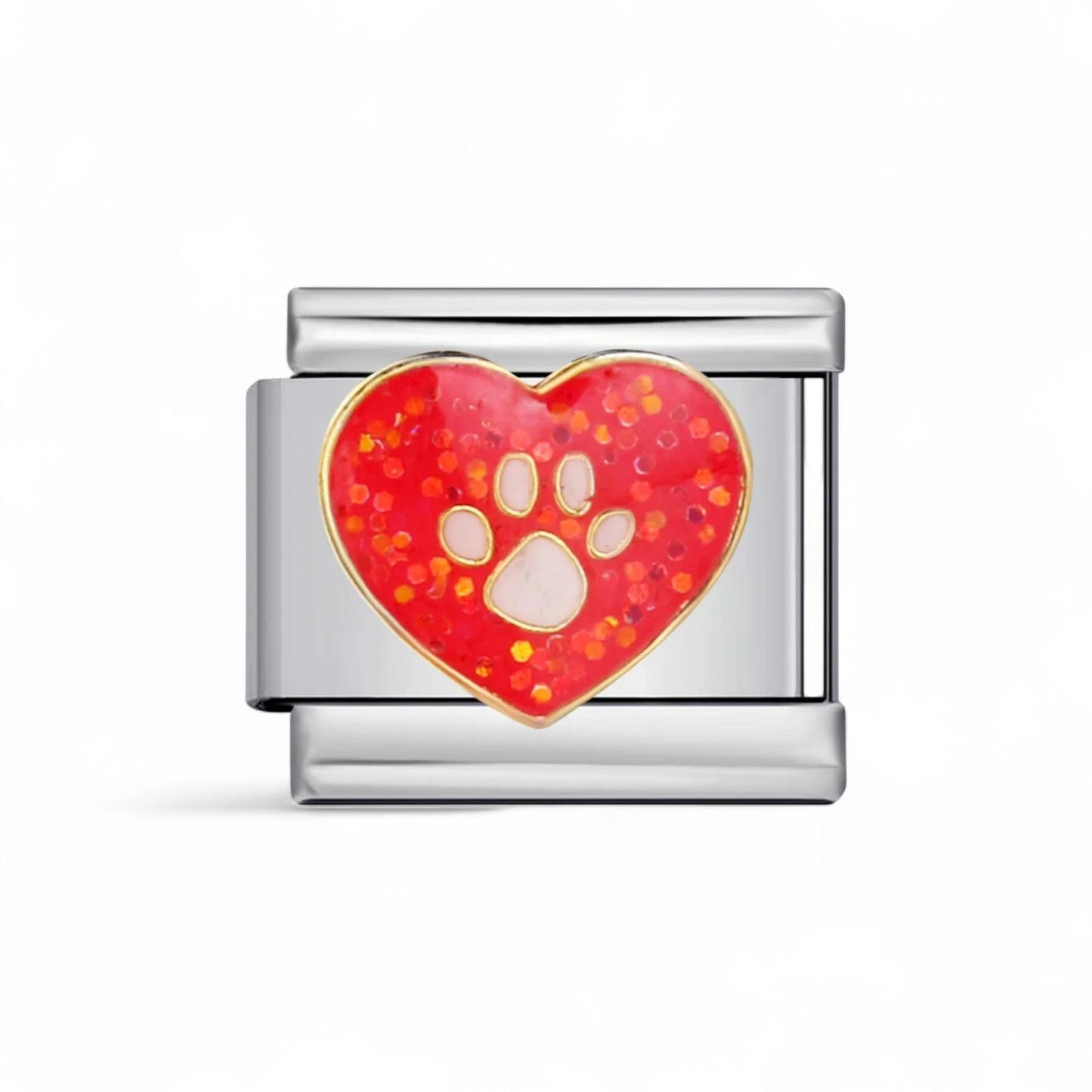 Italian charm Rainbow Pink Heart paw Print Fits All Italian Bracelets Nomination