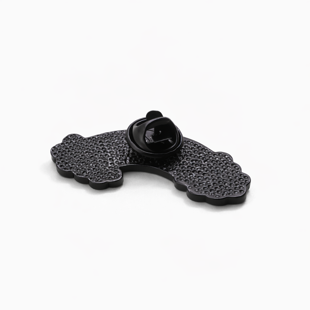 Black textured phone stand on a white background
