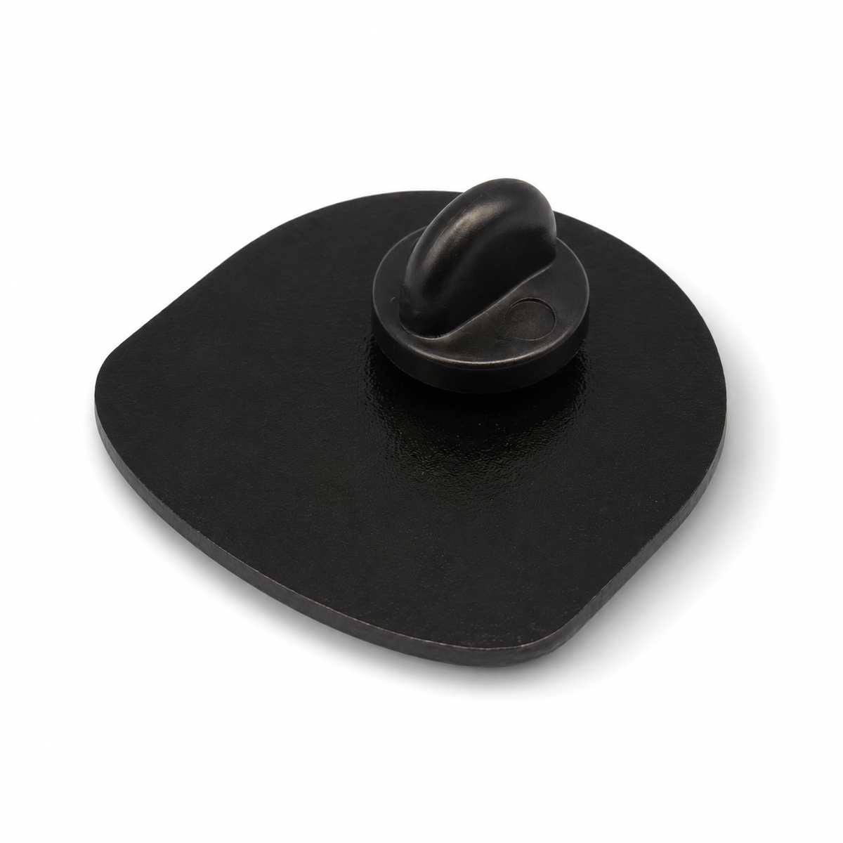Black rubber pin backing for enamel badge with metal post