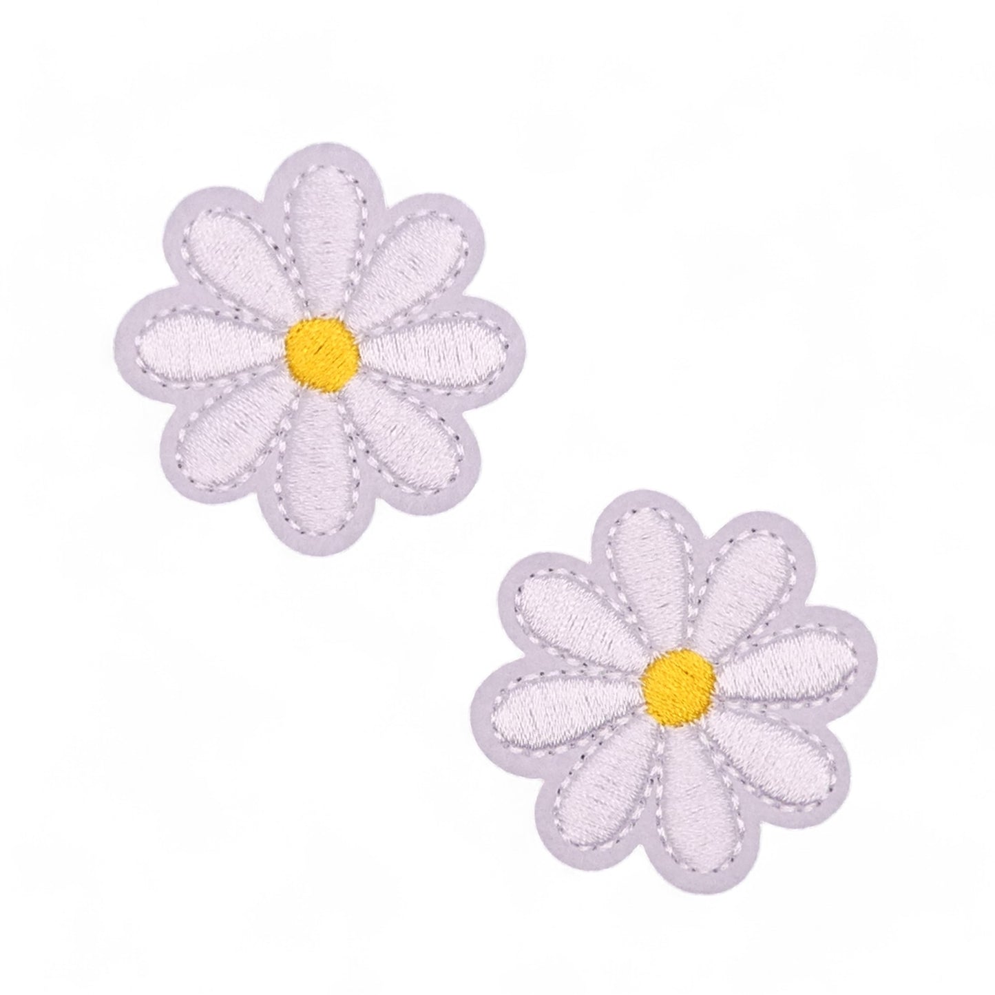 2 White Daisy Flower Iron On / Sew On Patch. Applique. Embellishment. Patches