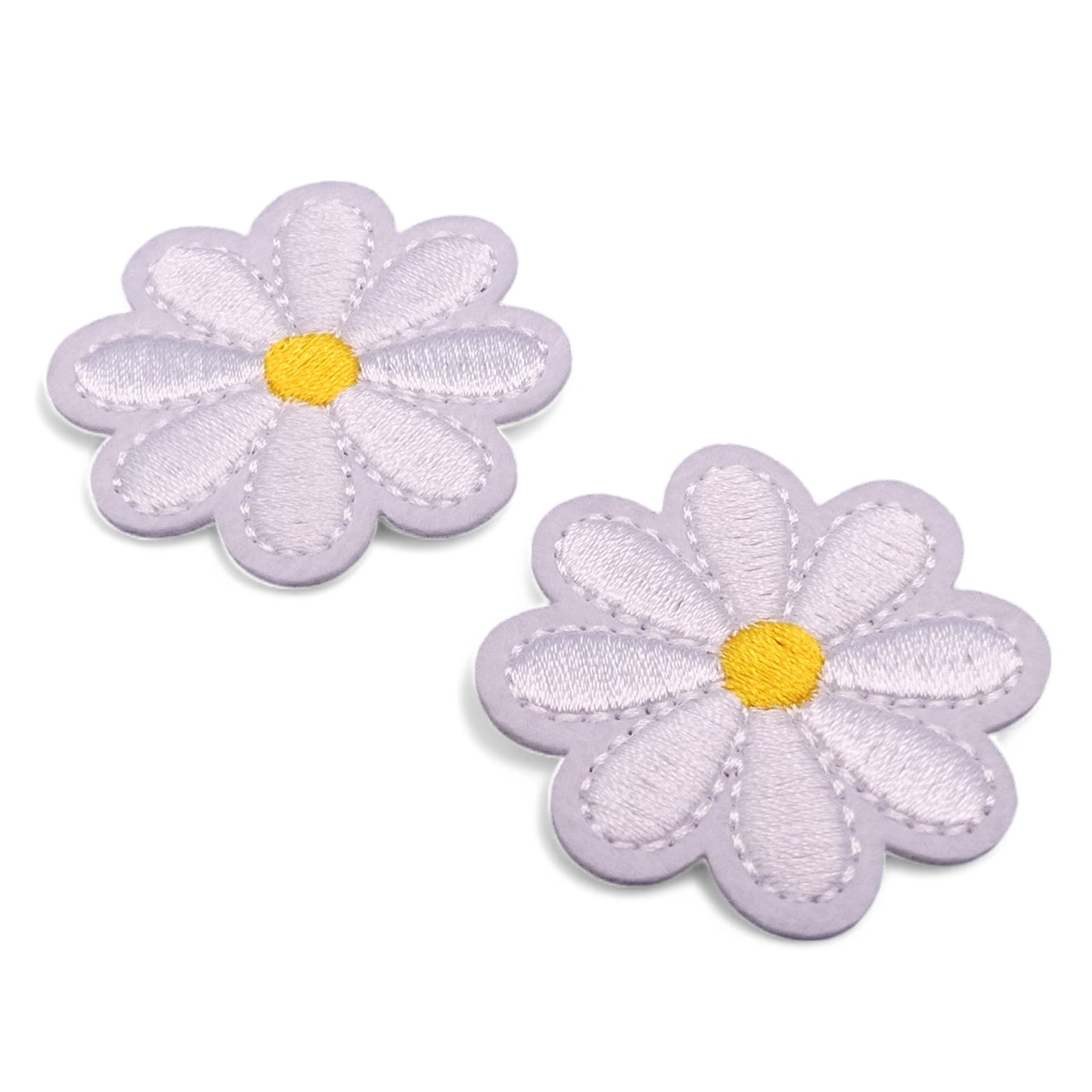 2 White Daisy Flower Iron On / Sew On Patch. Applique. Embellishment. Patches