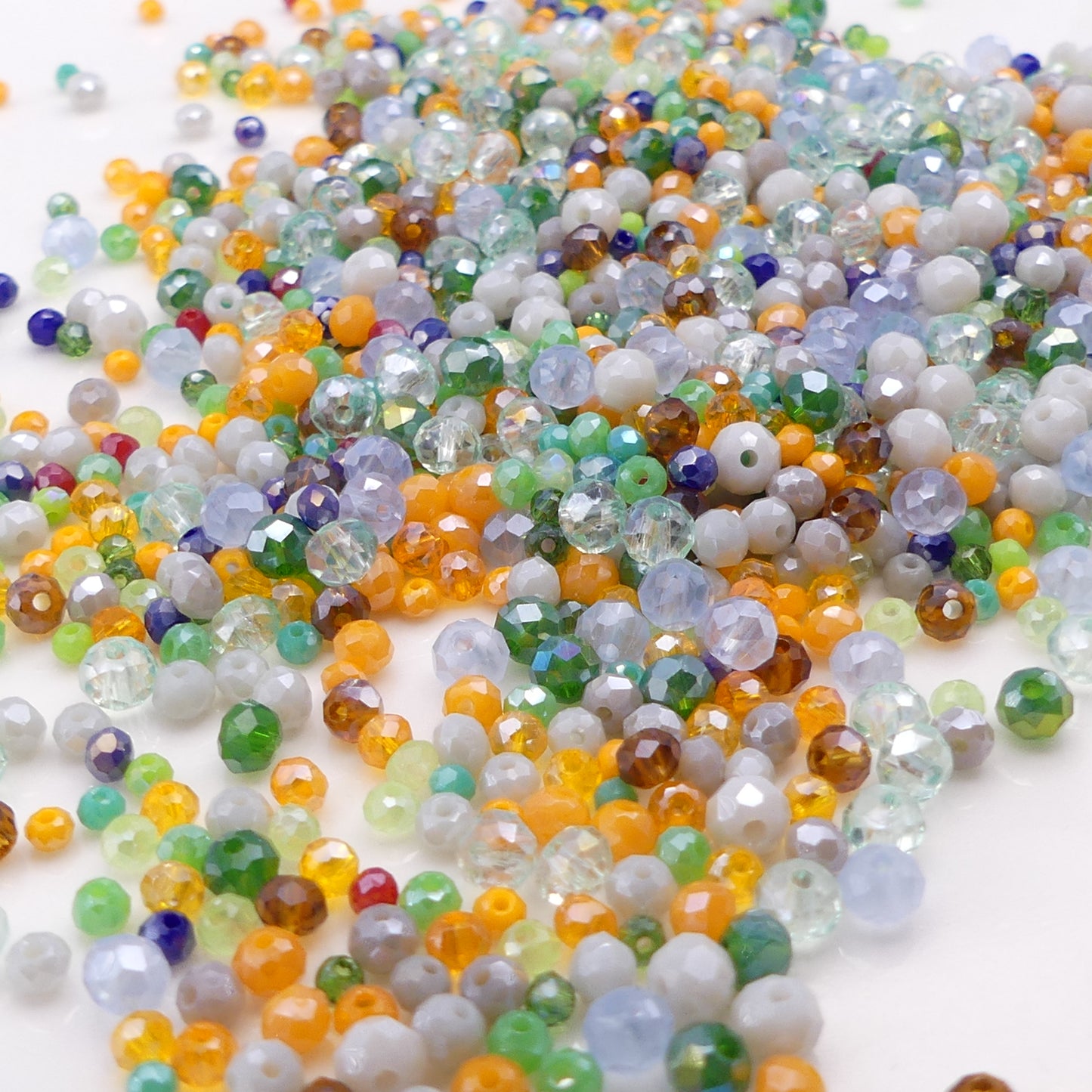 1500 Glass Beads Faceted, Mixed Size. Glass Crystal Beads. 50g.