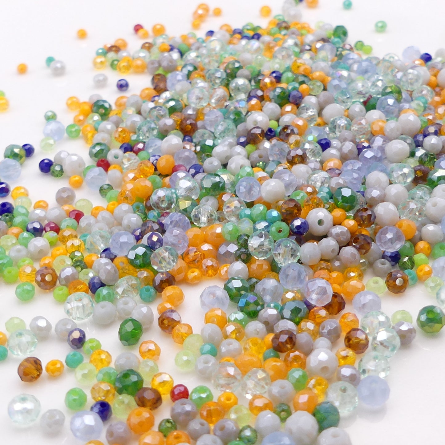 1500 Glass Beads Faceted, Mixed Size. Glass Crystal Beads. 50g.