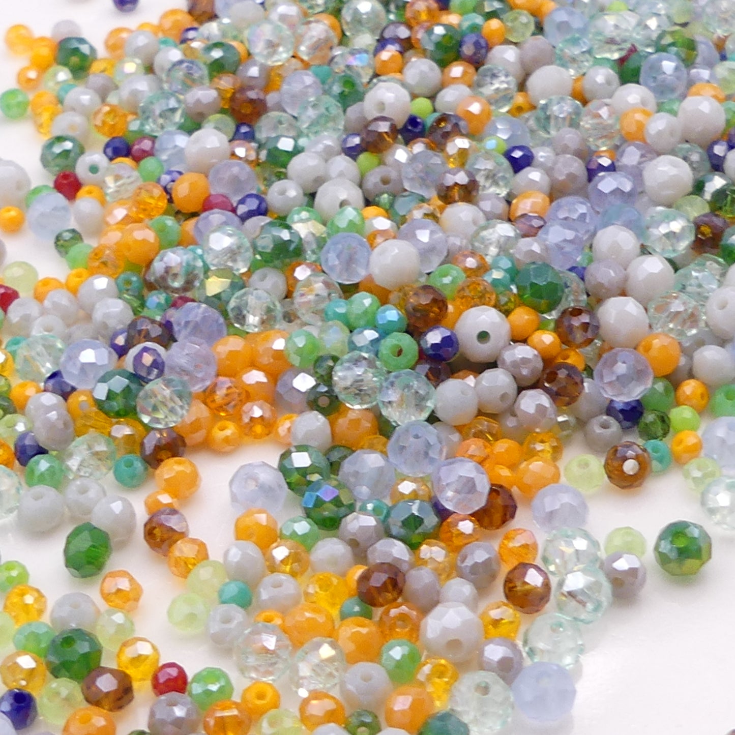 1500 Glass Beads Faceted, Mixed Size. Glass Crystal Beads. 50g.