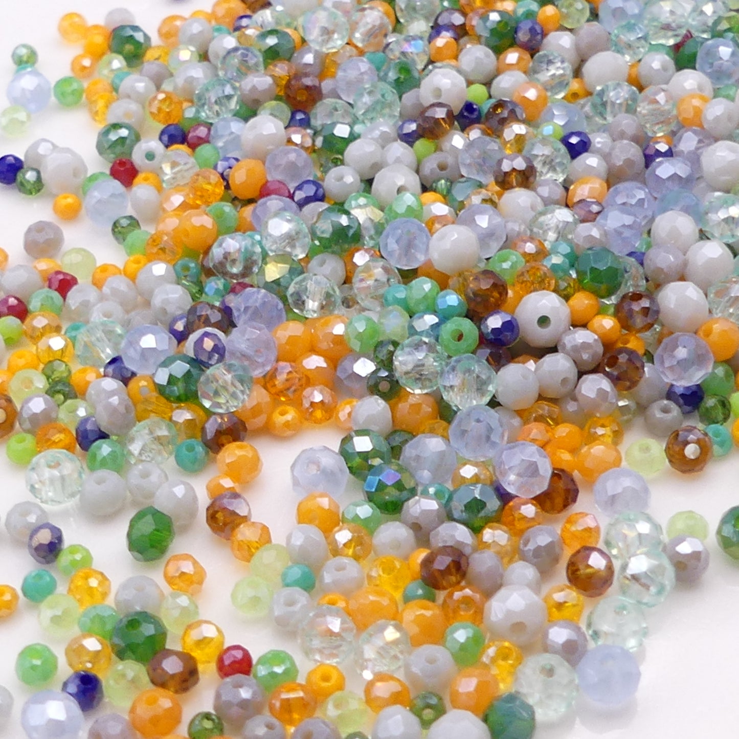 1500 Glass Beads Faceted, Mixed Size. Glass Crystal Beads. 50g.