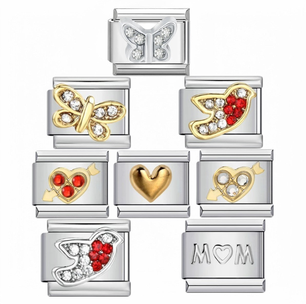 Gold Silver CZ Robin Animal Charm Fits 9mm Classic Italian Nomination Bracelet