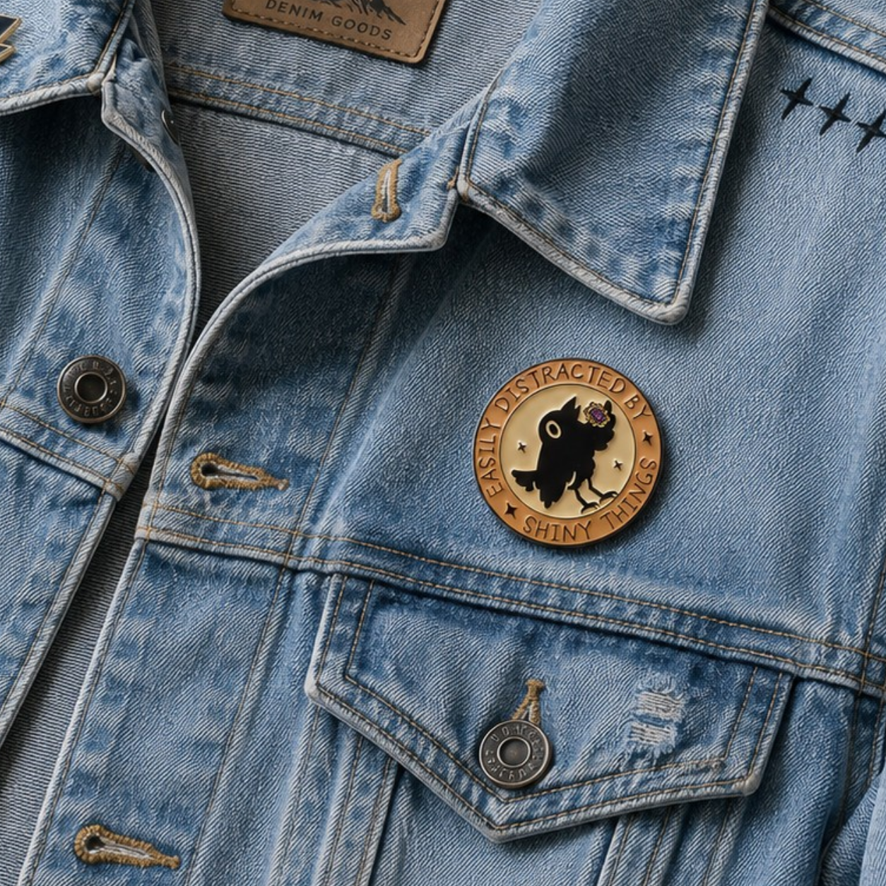 Easily Distracted by Shiny Things Crow Enamel Pin