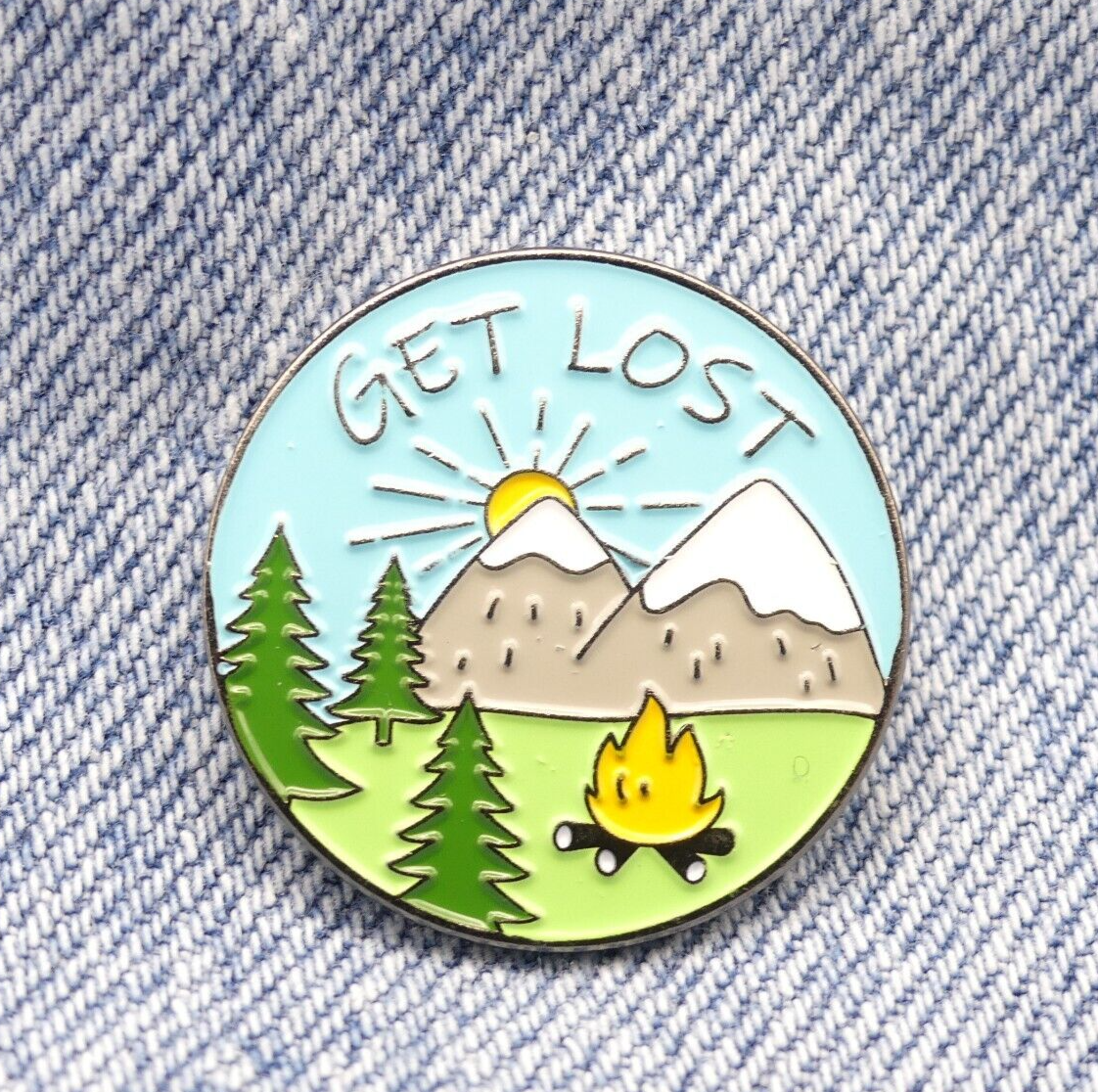 Get Lost Enamel Pin Badge, Collectable Retro Outdoors Camping Enamel Badge