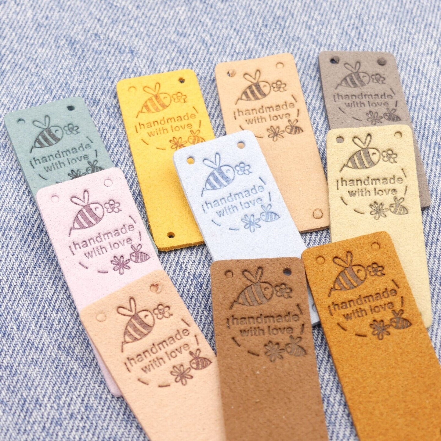 Bee Faux Leather Labels Made With Love Sewing Labels