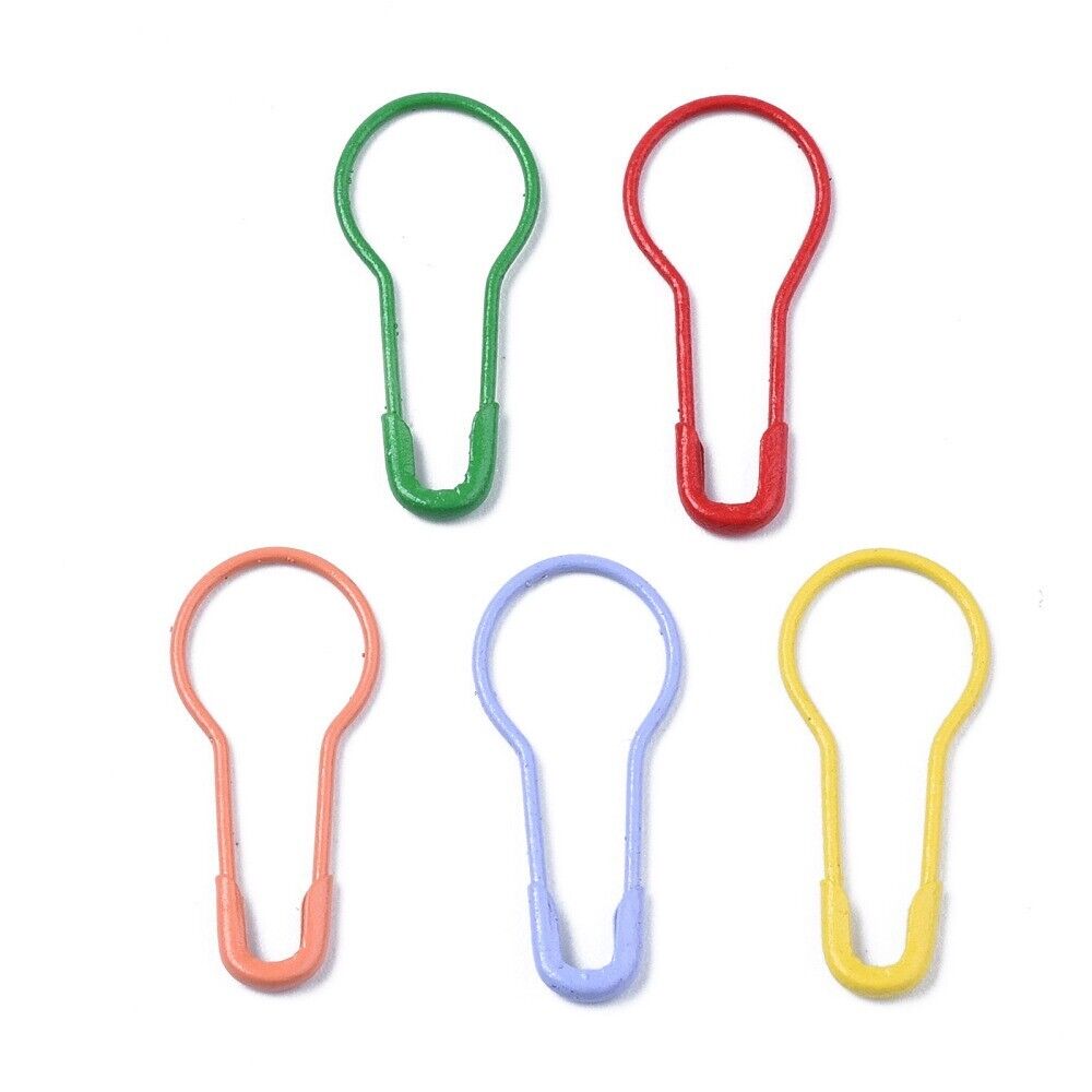 25 Stitch Markers Stitch Holders Knitting Crochet Metal Pins Random Mixed Colour