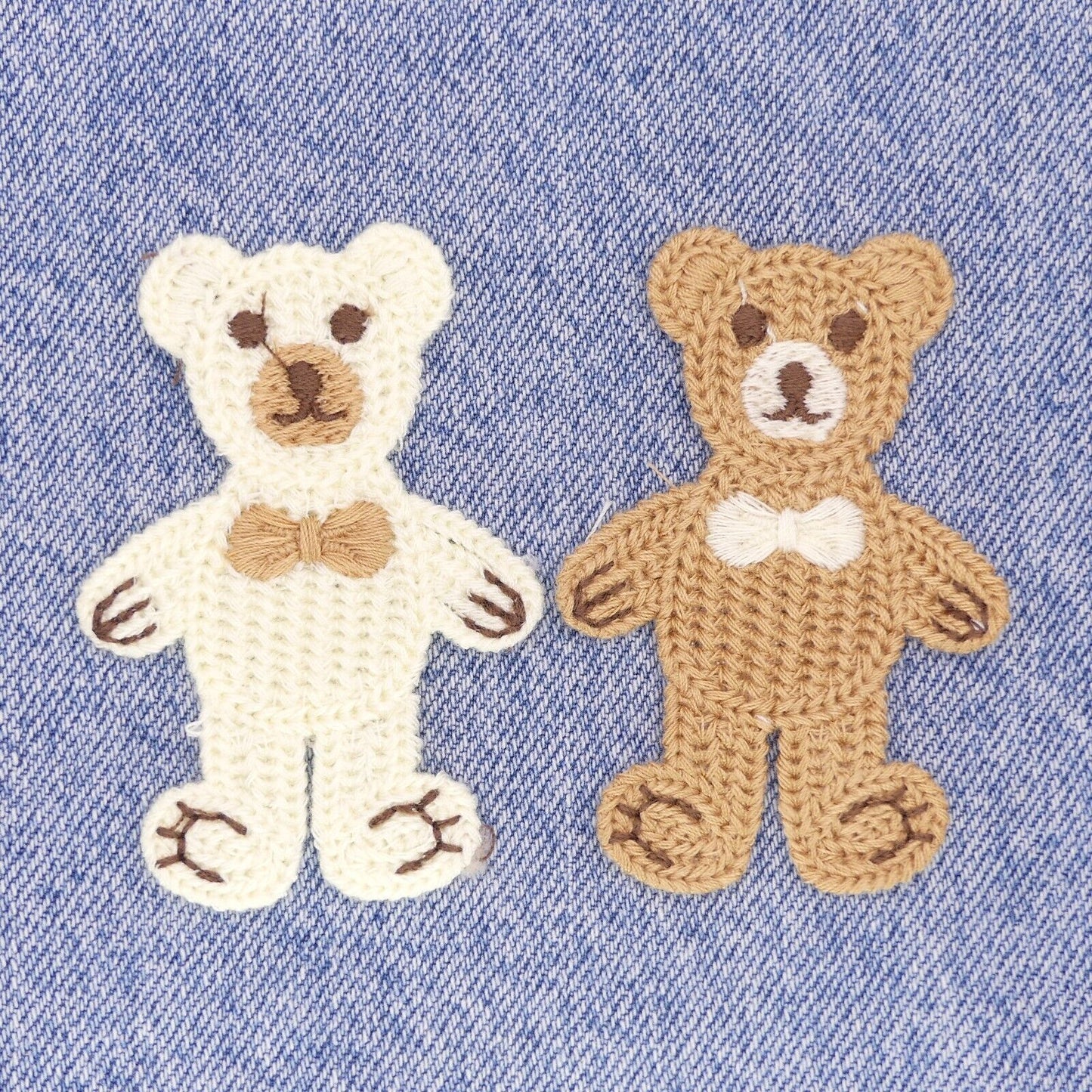 2 Teddy Bear Sew On Patch Brown And Cream Sew On Patch