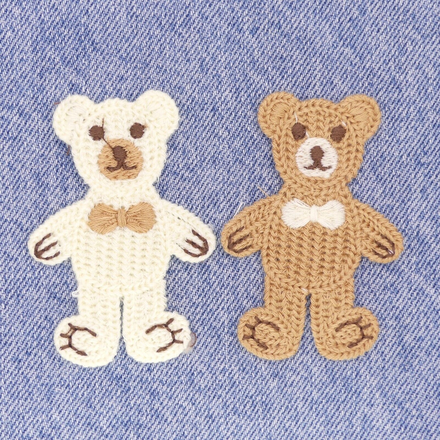 2 Teddy Bear Sew On Patch Brown And Cream Sew On Patch