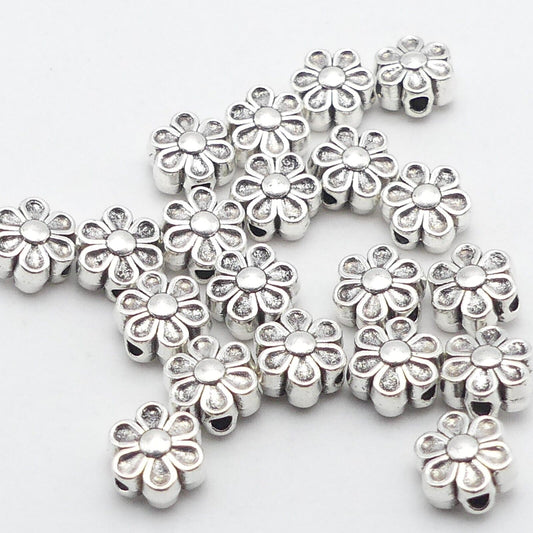 20 Daisy Tibetan Silver Spacer Beads Flower Spacer Beads Jewellery Making Beads