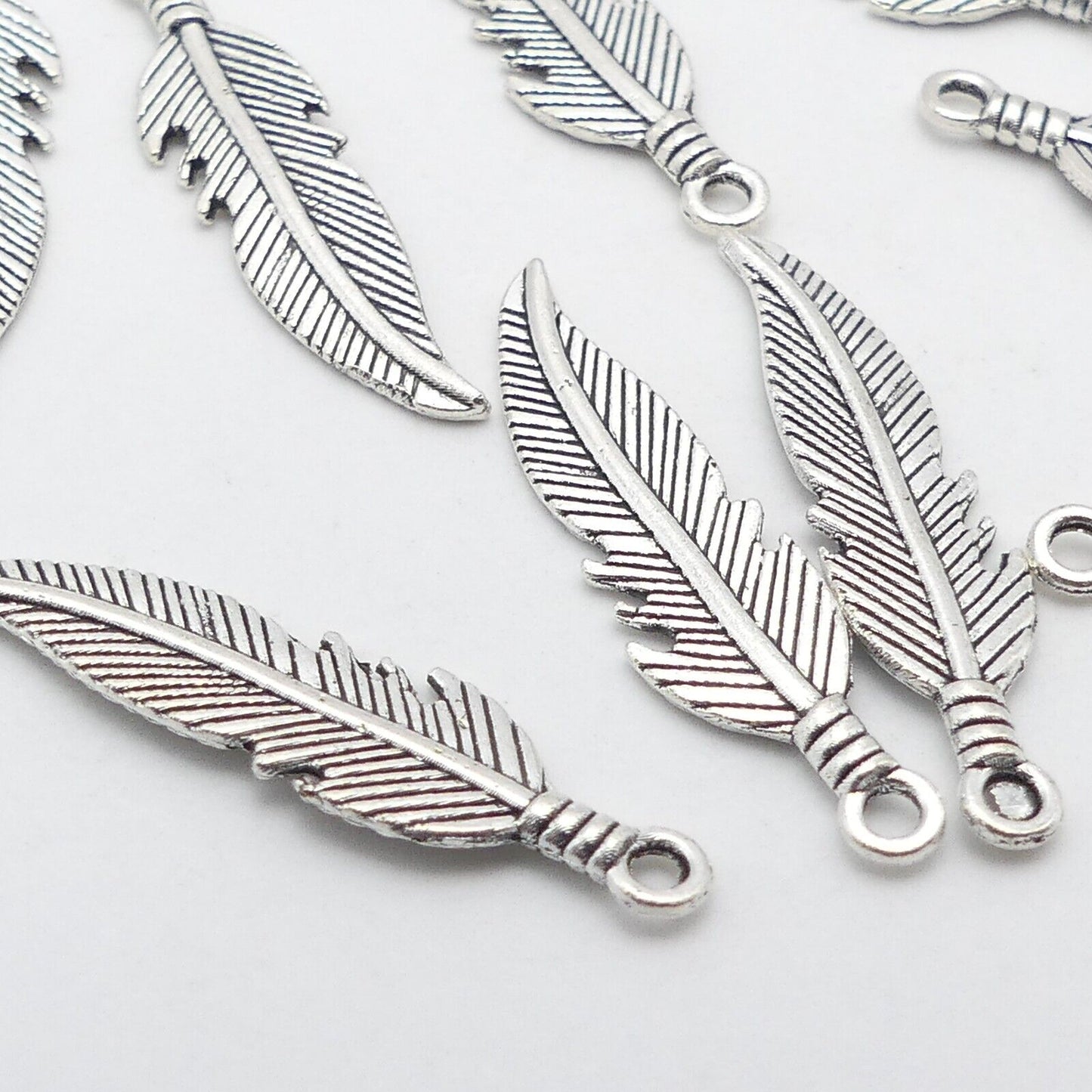 10 Tibetan silver Tone Feather Metal Charms