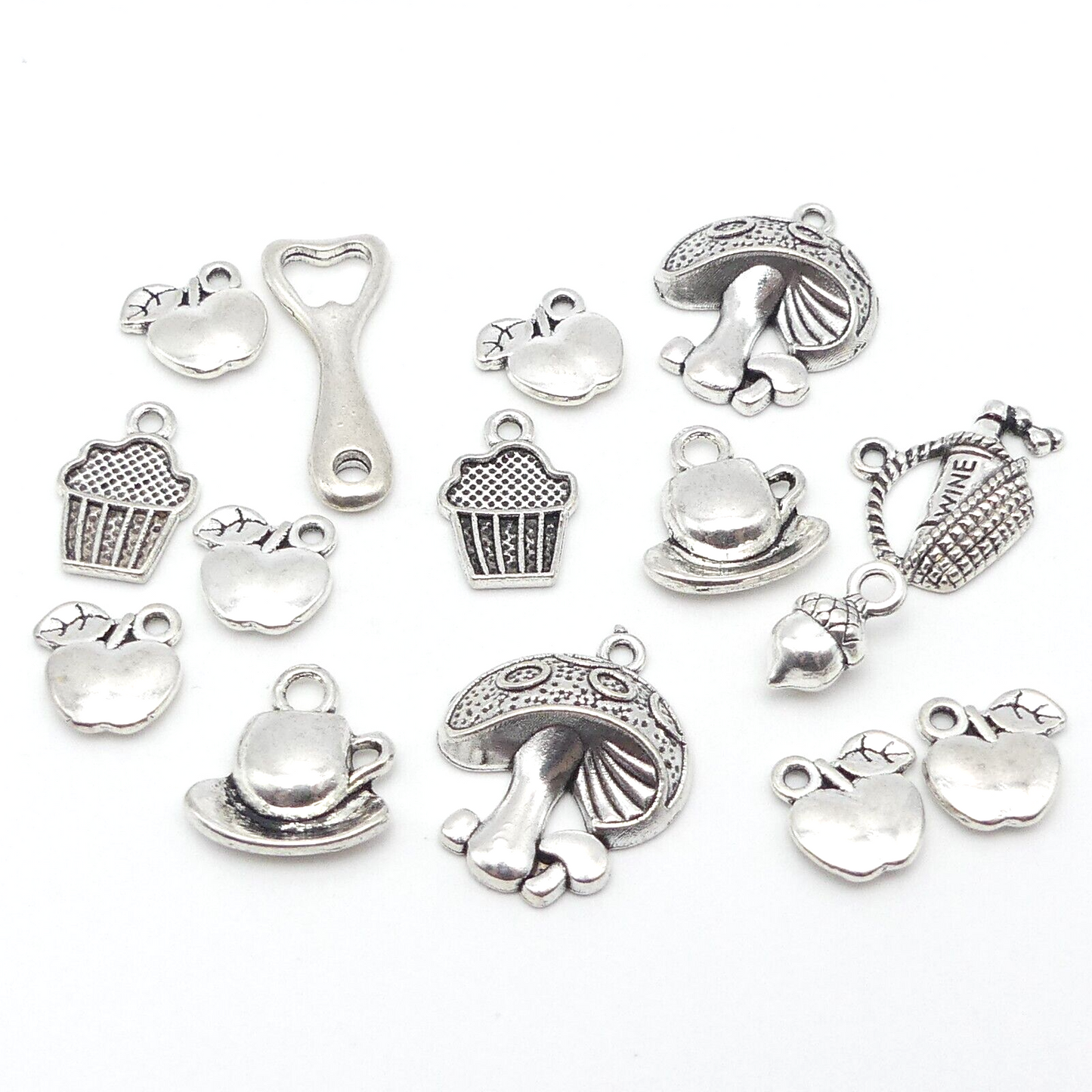 15 Food Picnic Theme Tibetan Silver Metal Charms