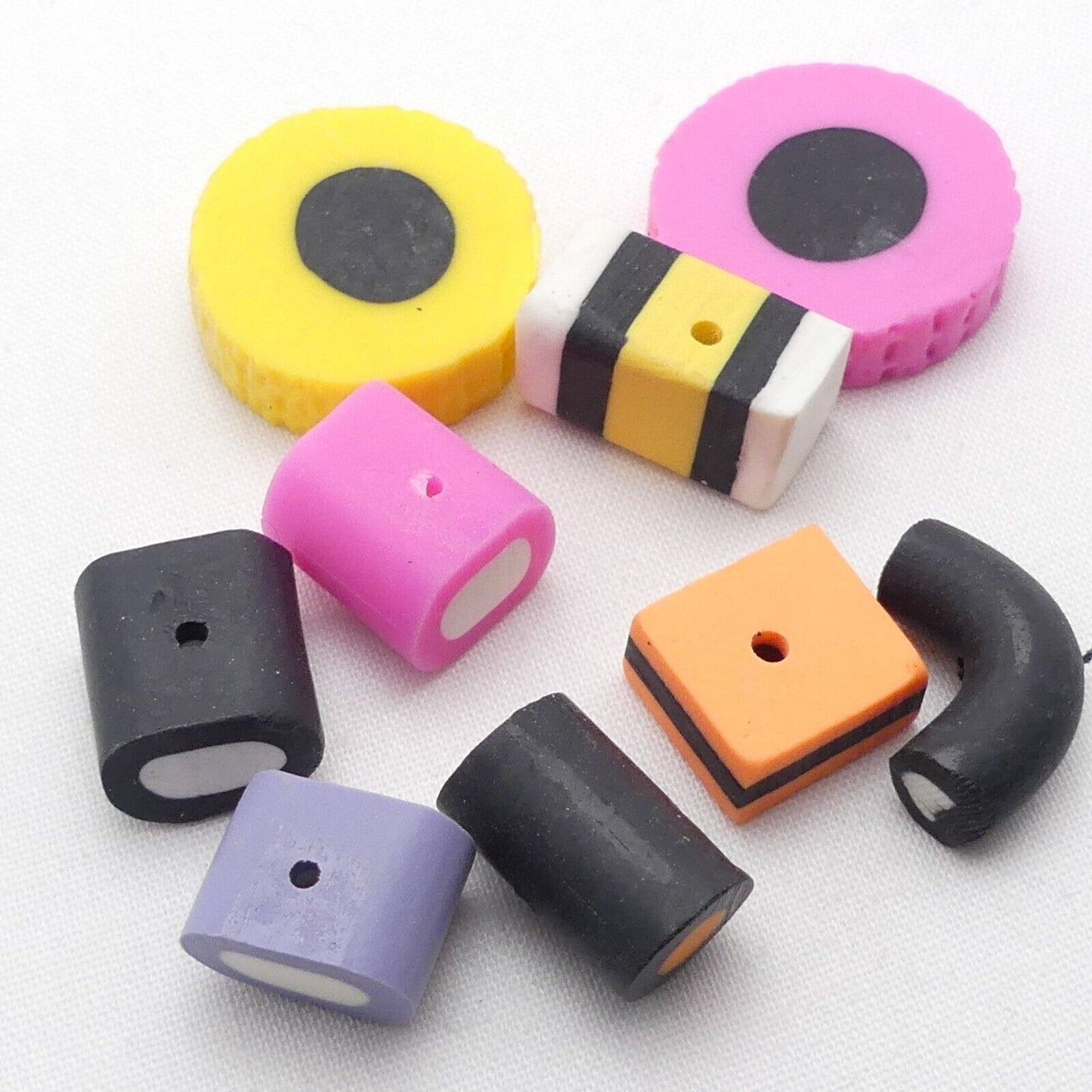 9 Liquorice Allsorts Polymer Clay Beads Jewellery making Polymer Clay Beads