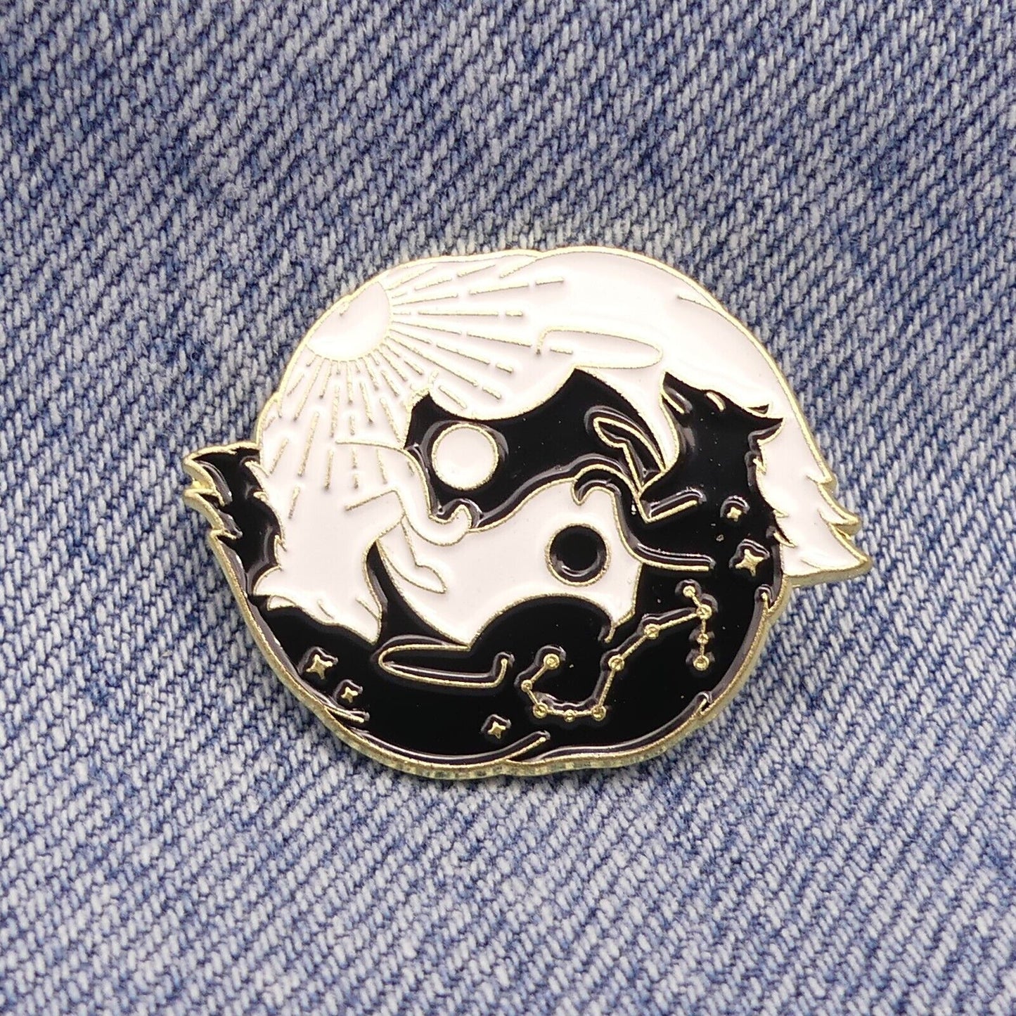Wolf Ying And Yang Great Harmony Enamel Pin Wolf Ying And Yang Enamel Pin Brooch