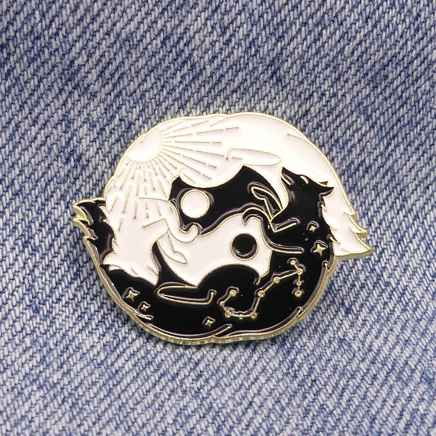 Wolf Ying And Yang Great Harmony Enamel Pin Wolf Ying And Yang Enamel Pin Brooch