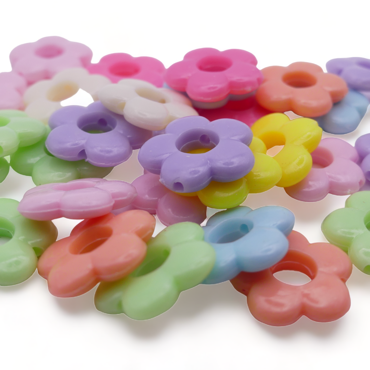 30 Mixed Pastel Acrylic Daisy Flower Frame Beads