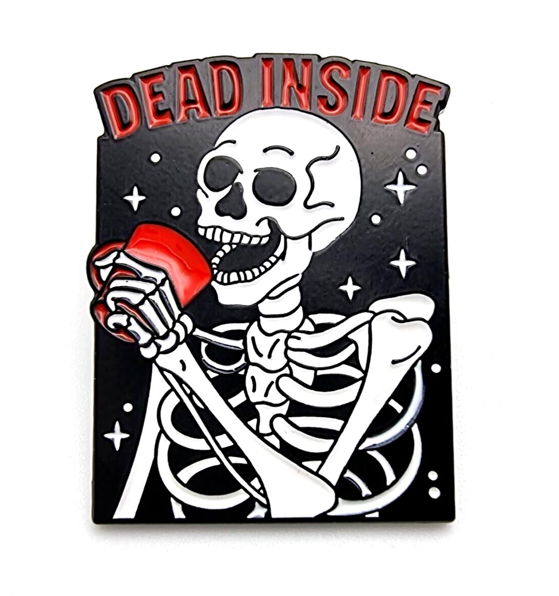 Skeleton Dead Inside Enamel Pin Badge