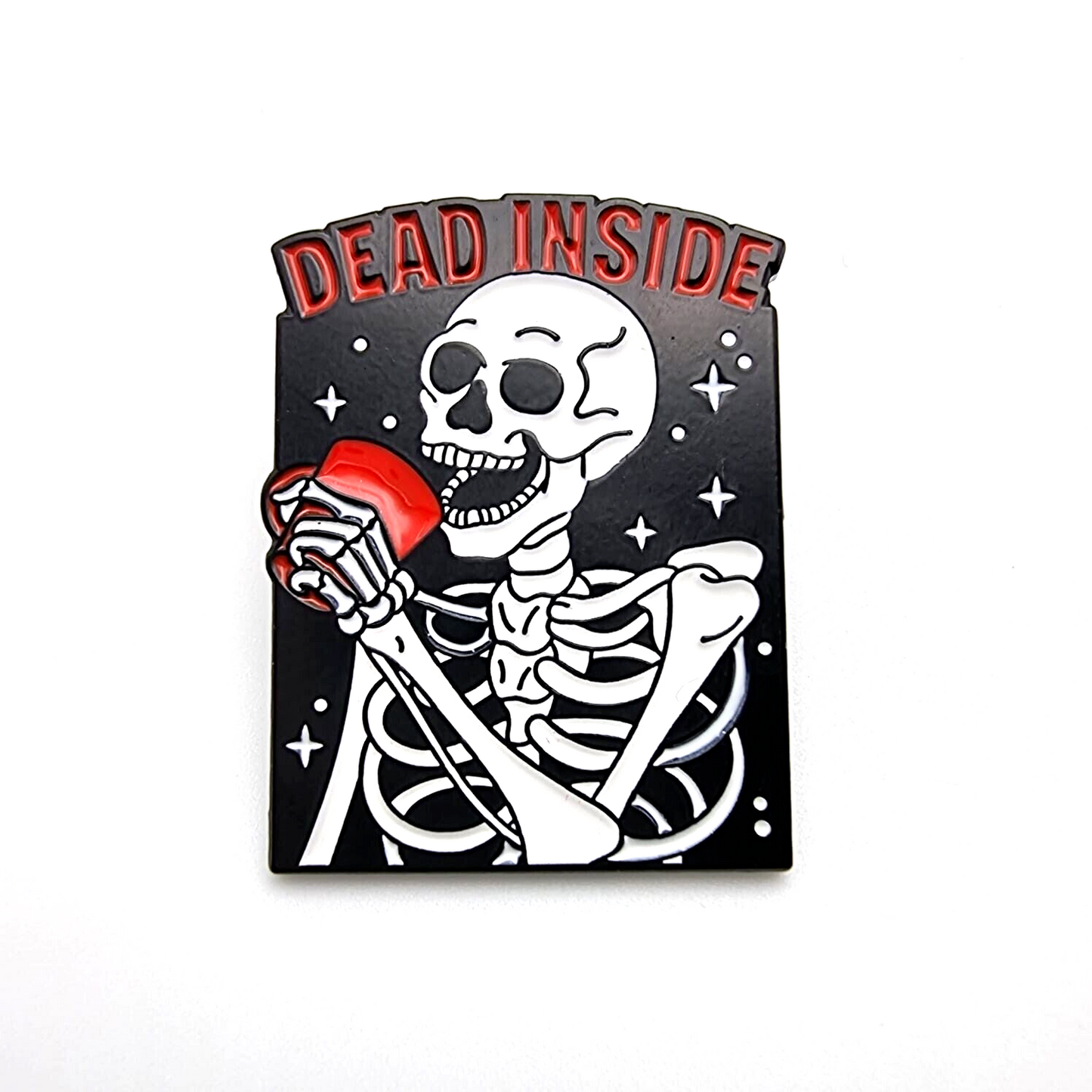 Skeleton Dead Inside Enamel Pin Badge